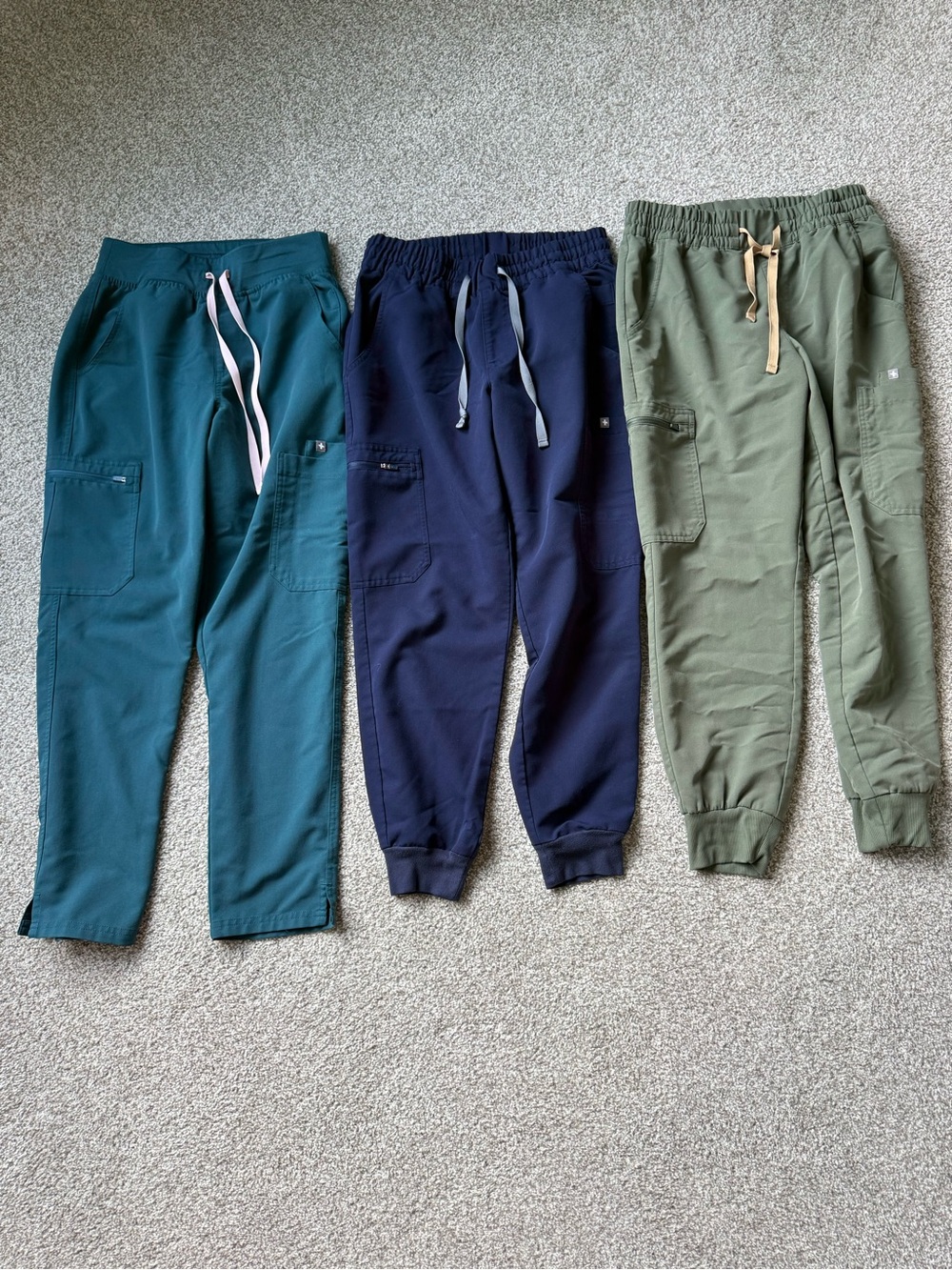 Figs Women's Jogger Trio — Teal, Navy, Olive